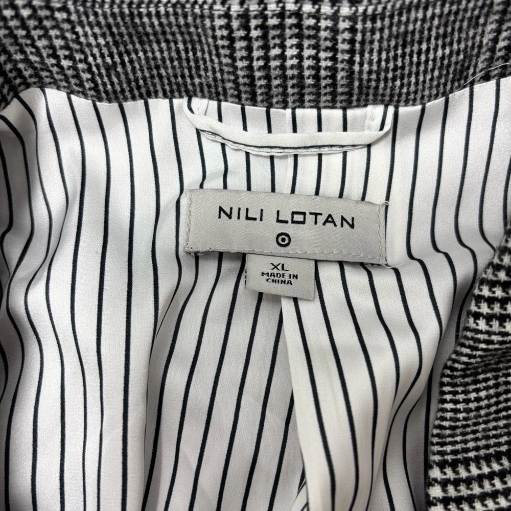 Nili Lotan for Target Long Overcoat Plaid Double Breasted‎ Black White Size XL